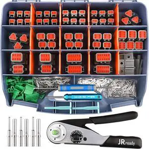 DW5010 Deutsch Connector Kit, 2 3 4 6 8 12 Pin IP68 Waterproof DT Connectors Kit with ACT-M202 Deutsch Crimp Tool for 12-22AWG, Size 16 Solid Contacts 16-20AWG and Pin Removal Tools