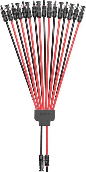 Solar Connectors for 2-3-4-6-8 Solar Panels,Tool-Free Solar Panel Splitter 8awg, 3.3 Ft Solar Extension Cable Splitter, Waterproof 2 to 16 Y Branch Parallel Adapter for PV Cable