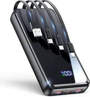 Portable Charger, 42800mAh Power Bank Built-in Cable, 22.5W PD USB C In & Out Fast Charging, External Battery Pack with 6 Output & 2 Input, Travel Phone Charger for iPhone 16/15/14/13/12, Android etc