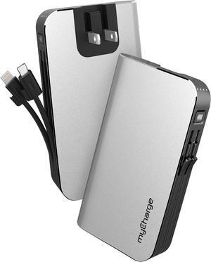 Portable Charger with Wall Plug  10050mAh Fast Charging  Power Bank for iPhone, , Android & More - External Battery Pack Portable Charger with Built-in Cables (Lightning + Micro USB)
