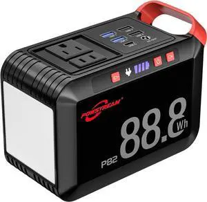 Portable Power Station 88.8Wh Power Bank 80W Camping Solar Generator with 120W Peak AC Outlet QC3.0 Fast Charger for Outdoor RV Hurricane Emergency Outage(Solar Panel Optional)