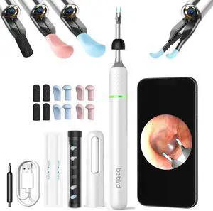 Note5 Ear Picker with Camera Tweezers, Wireless Wax Removal Tool Camera Cleaner Otoscope with Light for iPhone, Visual Ear Viewing Scope with Videos, WiFi Cleaning Kit for Adults & Kids