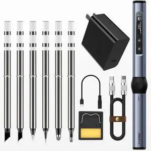 Soldering Iron Kit, DC/PD(96W/65W) Mini Digital Soldering Iron, 180-780 Fast Heating, 6 Soldering Tips, Digital OLED Screen Display, Auto Sleep (With Power Adapter)