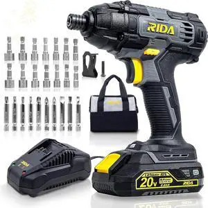 Cordless Impact Driver Kit,180N.m 20V Electric Impact Drill/Driver Set 1/4" All-Metal Hex Chuck, 0-2800RPM Variable Speed, 2.0Ah Battery & Fast Charger, 25 Pcs S2 Bits &Tool Bag New Year Gifts