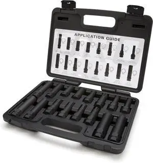 78537 16-Piece Locking Lug Nut Master Key Set for Auto Mechanics Variety of Spline Star and Hex Style Keys Thin-Walled/Extra-Long Lug Keys to Prevent Damage to Wheels Double-Hex Heads