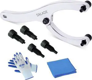 Heavy Gland Nut Wrench with a Handle, Equipped with 5/32",1/4", 5/16", and 3/8" Pins, along with Gloves and Towels. This Adjustable Spanner Wrench is Designed for Removing Hydraulic Cylinders