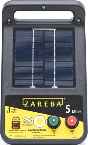 Solar Powered Low Impedance Electric Fence Charger - 5 Mile Lightning Electric Fence Energizer, Contain Animals and Keep Out Predators,Black