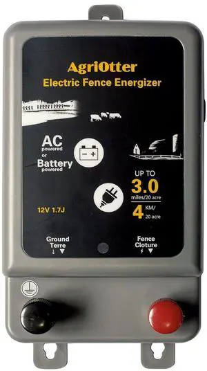 Electric Fence Energizer 15 Acre 2 in 1 Powered by Battery or AC Outlet 8000V 1.75J Pulse Electric