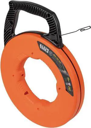 56334 Electrical Fish Tape, 240-Foot Steel Wire Puller with Double Loop Tip, Optimized Housing and Handle, For Heavy Duty Wire Pulls