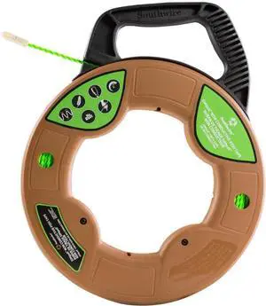 FTSP45-125NCT Simpull Electrical Fish Tape with Non-Conductive Tip; Large Case; Two Leader Options; Spiral Extruded Polymer; Extremely Flexible; 4.5mm x 125 Feet