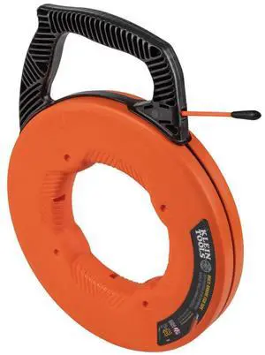 56383 Non-Conductive 100-Foot Electrical Fish Tape, Multi-Groove Fiberglass Wire Puller with Nylon Tip, Optimized Housing and Handle