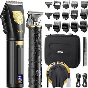 Hair Clippers for Men Professional, Cordless Clippers for Hair Cutting, Mens Hair Clippers and Trimmer Kit for ber with LED Display 15 Guide Combs