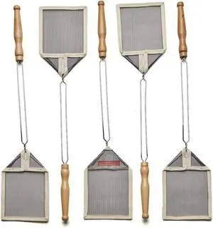 Old-Fashioned Fly Swatter | 5-Pack | Wire Frame with Wooden Handle | Strong Mesh | Sewn Eds | Take Out Pesky Pests Effectively Unlike Plastic | Old-World Design