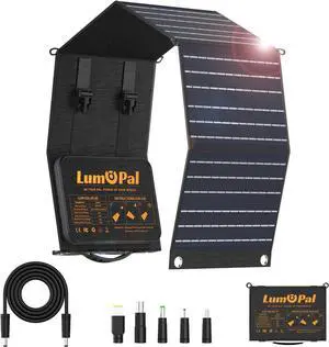 Portable Solar Panel,  60W Foldable Solar Panels Folding Solar Charr with PD60W USB C QC3.0 USB A Output Waterproof for Camping Backpac Compatible with Phone Laptop Portable Power Station