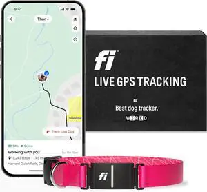 Series 3 Smart Dog Collar - GPS Dog Tracker and Activity & Health Monitor, Waterproof, LED Light, Escape Alerts, Nationwide Covera [Free 1 Year Membership] (Pink, Medium)