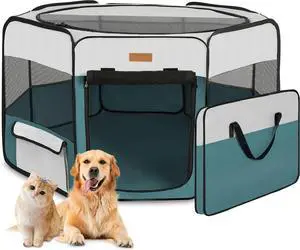 Dog Playpen, Portable Pet Play Pen for Cat, Puppies, Rabbits, Chickens, Foldable Lar-Capacity Pet Tent for Indoor/Outdoor Travel Camping Blue