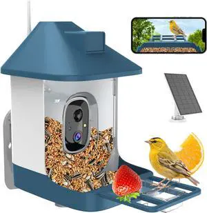 Bird Feeder with Camera,Smart Birdwatching Camera with Solar Powered,AI Identify Species,Instant Notications,FHD Live View,Auto Record Video in Backyard,Ideal Gifts for Family and Bird Lovers