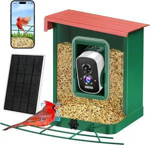 Metal Smart Bird Feeder with Camera  Solar Powered, AI Bird Identication & 2.5K HD Auto Capture Videos, Arrival Notications, 2.1L Capacity & 100% Durable Design
