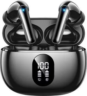 Wireless Earbuds, Bluetooth Ear Buds with Big Bass Stereo Sound, 48 Hours Playtime, Lightweight in-Ear t Earphones, IPX7, Hands-Free Calls with AI for iPhone, Android, Pad, Sports, Workout