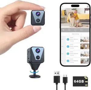 Security Camera, 2K WiFi Indoor Camera with 64G SD Card, 100 Days Standby Battery Life, Clear Night Vision, AI Motion Detection, Real-Time Record Security Wireless Surveillance Camera
