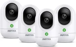360 Cameras for Home Security-Indoor Camera Monitoring Baby/Nanny with 2K High Resolution & One-Tap Call, 24-7 Local Stora, Compatible with Alexa/ Home, K7 4Pack (2.4GHz Wi- Only)