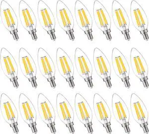 100W Equivalent Candelabra LED Bulbs 5000K Daylight, Dimmable LED Chandelier Light Bulbs for Dining Room, Living Room, Porch, 800LM, E12 Base, 24 Pack UL,CA65 Listed.