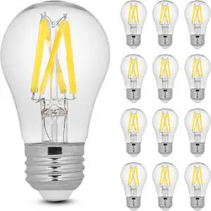 A15 LED Light lament Bulb, 60W Equivalent, Dimmable, E26 Base, 2700K Soft White, Clear Glass Vinta Edison Light Bulb for Home, Ofce, 13-Year Lifetime, BPA1560927CAL2RP/6, 12 Pack
