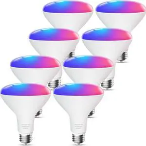 BR30 Smart Flood Light Bulb, 85W Equivalent Wi Smart Bulb, RGBCW, Music Sync, Color Changing Bulb Compatible with Alexa and  Home, 8 Pack