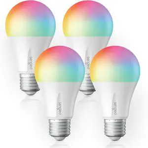 Alexa Light Bulb, Zigbee Bulb Smart Hub Required, Works with Alexa and SmartThings, Voice Control with Echo Show 10 with built-in Hub, Color Changing 60W Equivalent A19 Smart Light Bulbs, 4PK