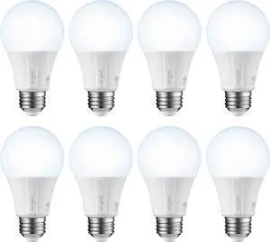 Zigbee Smart Light Bulbs, Smart Hub Required, Works with SmartThings and Echo with built-in Hub, Voice Control with Alexa and  Home, Daylight 60W Equivalent A19 Alexa Light Bulb, 8 Pack
