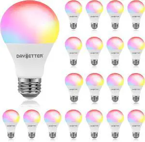 Smart Light Bulbs, RGBCW Wi Color Changing Led Bulbs, Smart Bulbs That Work with Alexa &  Assistant, A19 E26 9W 800LM Multicolor Led Light Bulb, Led Ceiling Fan Light Bulbs, 20 Pack