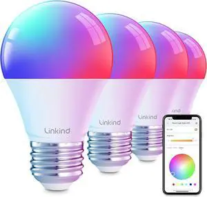 Smart Light Bulbs, Smart Bulb That Work with Alexa &  Home, LED Light Bulbs Color Changing, 104 Preset Scene, Music Sync, A19 E26 2.4GHz RGBTW Wi Bluetooth Light Bulb 60W, 800LM, 4Pack