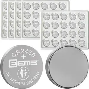 CR2450 Lithium Battery 3V, 100-Pack Long-Lasting 650mAh Batteries with Leak-Proof Design, for Remote Controls, Car Key Fobs, Watches, Flameless Candles & Smart Devices