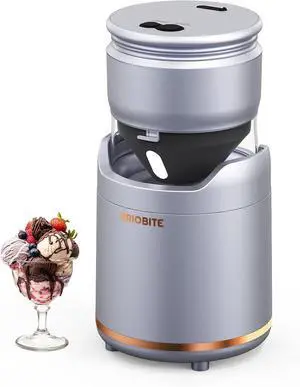 Ice Cream Maker Machine  Premium Electric Maker Machine with Low-Noise Operation, Recharable,Perfect for lato, Sorbet & Frozen Yogurt, Easy to Clean,Silver