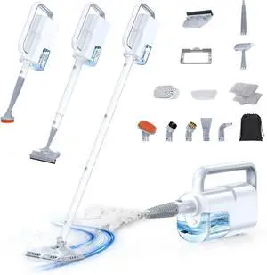 10-in-1 Steam Mop with Detachable Handheld Steamer, 350ml Tank, 10s Heat-Up, 248°F Steam Cleaner, 2-Level Control and Swivel Head for Floors, Carpets, Tiles - Lightweight and Multi-Surface