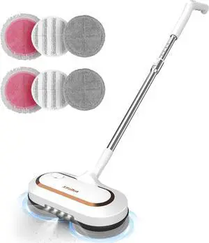 Electric Mop,  S2 Cordless Spin Mop for Floor Cleaning, with LED Headlight and Sprayer/400ML Big Tank/60 Mins Runtime, Lightweight Floor Scrubber for Hardwood Floors, Tile, Laminate