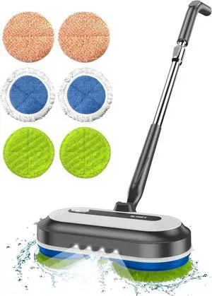 Cordless Electric Mop, Electric Spin Floor Mop with LED Headlights & Water Sprayer, Long-Lasting Battery, Lar 290ml Tank, Self-Propelled Floor Cleaner with Adjustable Tube for All Floors