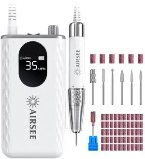 35000 RPM Professional Electric Recharable Nail Drill le Machine for Acrylic Extension l Dip Powder Powerful Cordless Portable Ele 56 Sanding Bands 7 Bits LCD Scrn Salon Manicure Use G7