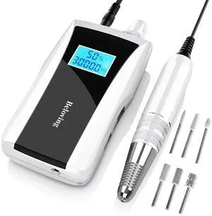 Portable Nail Drill Machine,30000RPM Recharable Electric Nail le Professional with Speed Display,Sanding Bands and Bits,Ele for Acrylic Dip l Nails Manicure Pedicure Home Salon Use
