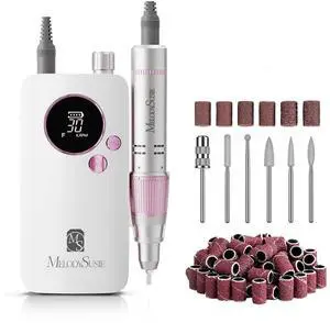 Portable Nail Drill 30000 RPM,SC320F Professional Recharable Electric Nail le,Cordless Nail E le for Acrylic Nails l Polishing Removing,Ele Nail Kit for Manicure Salon Home,Rose