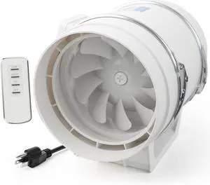 8 Inch Duct Fan, Inline Ventilation Exhaust Fan with Remote Control, 740 CFM Duct Intake High Efciency Air Fan for Vent Bathroom, Kitchen, Grow Tent, Hydroponics, 3D Printer