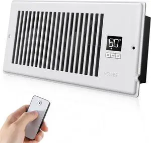 Quiet Register Booster Fan ts 4" x 10" (DUCT OPENING CUTOUT), 10-Speed Smart Heating Cooling AC Vent Booster Fan w/Remote Control & Thermostat Control (Vertical Grille - White) - Corded