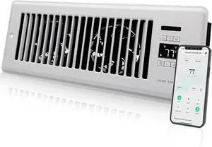 Super Quiet Register Booster Fan for 4" x 12" Register Holes, Smart Register Vent with Dual Intellint Thermostat and WI App Control, Heating Cooling AC Vent Fan (White)