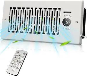 Register Booster Fan ts 4 x 10 Register Holes, Smart Control Heating Cooling AC Vent Fan, 10-Speed Quiet Register Vent Booster Fans with Thermostat Control & Remote Control