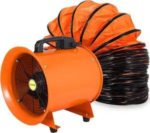 Utility Blower Fan, 12 Inches, 520W 2295 CFM High Velocity Ventilator w/ 32.8 ft/10 m Duct Hose, Portable Ventilation Fan, Fume Extractor for Exhausting & Ventilating at Home and Job Site