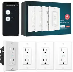 Lumary Standard Electrical Outlet, Smart in Wall Outlet Work with Alexa Google Home ETL FCC Certified 2.4G WiFi Screws 4 Pack by DT