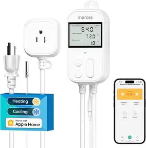 Smart Temperature Controller 15A 1800W, Wi-Fi Thermostat Controlled Outlet Plug Works with Apple Home, Alexa, Google Home for Heating Cooling Homebrew Fermentation Reptiles Greenhouse by DT