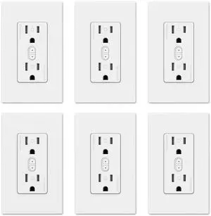 Smart Outlet, In-Wall Outlets Works with Alexa and Google Assistant, 2.4GHz Wi-Fi Receptacle Energy Monito, No Hub Required, UL Listed, White, 6 Pack by DT