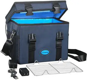UVC Sanitizer Box Ozone Free with Timer, Portable Large Cleaner Bag USB Port, UV Light Blue Tote for Mask, Cell Phone, Baby Bottle, Key, Towel 12L/3.17 gal by DT