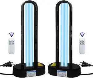 UV-C Lamp for Dust Mite 38 Watt 2 Pack, UVC Germicidal with Remote Control, UV Disinfection Light Bulb, Ultraviolet Room Basement/Bedroom/Kitchen by DT